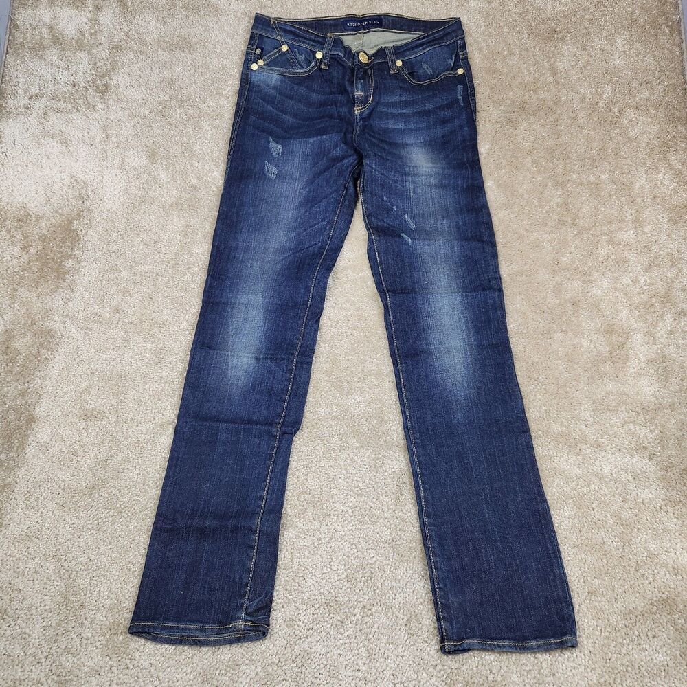 Rock & Republic Berlin Skinny Jeans Womens Size 8M Distressed Dark A987